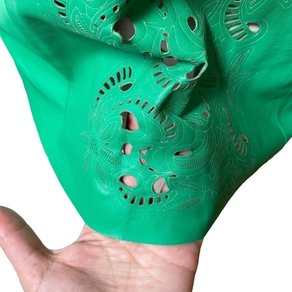 DROMe Green Lamb Leather Sleeveless Cutout Top XS | Italian Designer Luxury - Picture 5 of 16